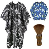 Pacote com 2 capas de barbeiro Himart Hair Cutting com escova de pescoço Pacote com 2 capas de barbeiro Himart Hair Cutting com escova de pescoço
