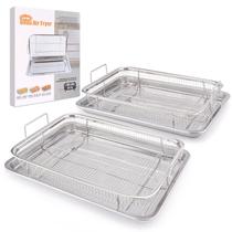 Pacote com 2 cestos de fritadeira Air Fryer para forno de aço inoxidável extra grande Pacote com 2 cestos de fritadeira Air Fryer para forno de aço inoxidável extra grande