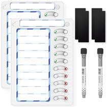 Pacote com 2 Chore Chart KAQUBE Dry Erase para crianças, branco e azul