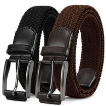 Pacote com 2 cinto CHAOREN para homens tecido trançado elástico de 3,5 cm