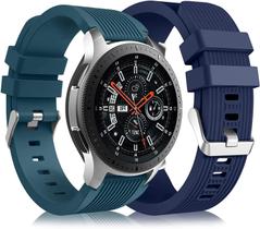Pacote com 2 Compatível com Samsung Galaxy Watch 3 Band 45 mm/Galaxy Watch Band 46 mm/Gear S3 Frontier, 22 mm Smart Watch Band Silicone Casual Straps Acessórios para Homens Mulheres Azul Ardósia/Azul Marinho