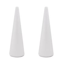 Pacote com 2 cones de espuma de poliestireno Crafare 9x30 cm para artesanato Pacote com 2 cones de espuma de poliestireno Crafare 9x30 cm para artesanato