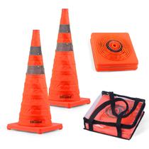Pacote com 2 Cones de segurança de trânsito dobráveis Higiant 70 cm laranja