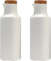 Pacote com 2 conjuntos de óleo de cerâmica e vinagre de molho de soja dispensador de xarope de bordo frasco para cozinha 270 ml/9 oz (branco) Pacote com 2 conjuntos de óleo de cerâmica e vinagre de molho de soja dispensador de xarope de bordo frasco para cozinha 270 ml/9 oz (branco)