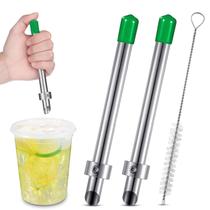 Pacote com 2 copos de limonada Straw Puncher Lasnten, verde