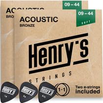Pacote com 2 cordas de guitarra acústica extra leves Henry's Strings 09-44 Pacote com 2 cordas de guitarra acústica extra leves Henry's Strings 09-44
