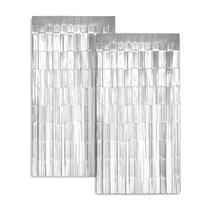 Pacote com 2 cortinas de alumínio Backdrop Zink, 1 m x 2 m de prata para festas Pacote com 2 cortinas de alumínio Backdrop Zink, 1 m x 2 m de prata para festas