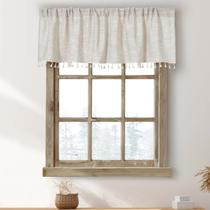 Pacote com 2 cortinas Valance Boho Tassel, algodão, linho, 140 x 38 cm