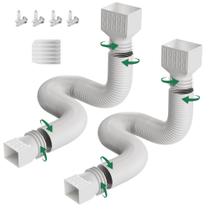 Pacote com 2 extensões Rain Gutter Downspout, flexíveis, brancas