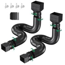 Pacote com 2 extensões Rain Gutter Downspout, preto flexível