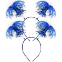Pacote com 2 faixas de rabo de cavalo Sunshane Blue Feathers para festa Pacote com 2 faixas de rabo de cavalo Sunshane Blue Feathers para festa