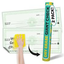 (pacote com 2) Giant Check, apagável a seco de 36 x 16 cm com acabamento em papel brilhante (pacote com 2) Giant Check, apagável a seco de 36 x 16 cm com acabamento em papel brilhante