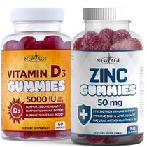 Pacote com 2 gomas de vitamina D3 e zinco NEW AGE Immune Defense