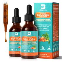 Pacote com 2 gotas de suplemento B BEWORTHS Sea Moss Drops com óleo de semente preta