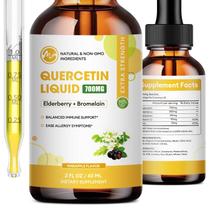 (Pacote com 2) Gotas líquidas de quercetina 140 ml - 700 mg com bromelaína