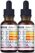 (Pacote com 2) Gotas orgânicas de vitamina D3 K2 com óleo MCT Omega 3 5000IU (Pacote com 2) Gotas orgânicas de vitamina D3 K2 com óleo MCT Omega 3 5000IU