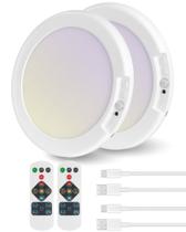 Pacote com 2 lâmpadas de teto recarregáveis com sensor de movimento GOEBLESON com controle remoto, luz de teto sem fio operada por bateria, magnética, 3CCT, LED regulável para chuveiro, armário, escadas de banheiro, despensa, corredor, varanda Pacote com 2 lâmpadas de teto recarregáveis com sensor de movimento GOEBLESON com controle remoto, luz de teto sem fio operada por bateria, magnética, 3CCT, LED regulável para chuveiro, armário, escadas de banheiro, despensa, corredor, varanda