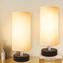 Pacote com 2 lâmpadas DEGNJU, mini candeeiros de mesa com sombra de linho de 30 cm