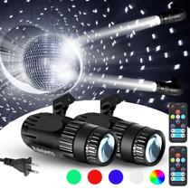 Pacote com 2 lâmpadas Disco Ball Light Palujorty de 15 W multicoloridas com cabo de 65 polegadas