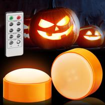 Pacote com 2 lâmpadas LED Pumpkin Lights Luditek com controle remoto e temporizador laranja