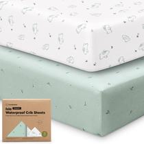 Pacote com 2 lençóis de berço de bambu impermeáveis KeaBabies 132 x 71 cm Pacote com 2 lençóis de berço de bambu impermeáveis KeaBabies 132 x 71 cm