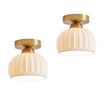 Pacote com 2 luminárias de teto Fetason Ceramic Gold Base Semi Flush Pacote com 2 luminárias de teto Fetason Ceramic Gold Base Semi Flush