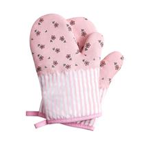 Pacote com 2 luvas de algodão rosa florais resistentes ao calor para cozinha