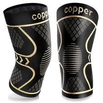 Pacote com 2 luvas de compressão de joelho Qishytio Copper para mulheres e homens