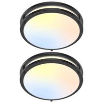 Pacote com 2 luzes de teto LED GoBright 36W, 30 cm, pretas, 5 cores