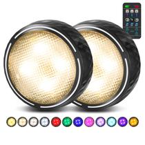 Pacote com 2 luzes LED Puck Lights TECOMLIGHT operadas por bateria - preto Pacote com 2 luzes LED Puck Lights TECOMLIGHT operadas por bateria - preto