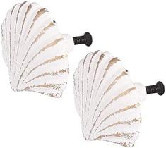 Pacote com 2 maçanetas de gabinete Seashell DDRAUY 6,5 x 5,3 cm brancas Pacote com 2 maçanetas de gabinete Seashell DDRAUY 6,5 x 5,3 cm brancas