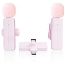 Pacote com 2 microfones de lapela sem fio Mini Lavalier para iPhone