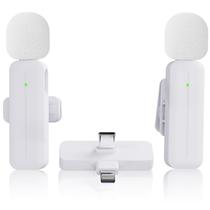 Pacote com 2 microfones de lapela sem fio Mini Lavalier para iPhone