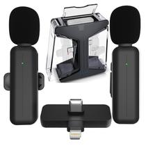Pacote com 2 microfones de lapela sem fio Mini Lavalier para iPhone