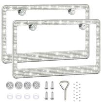 Pacote com 2 molduras de matrículas Sparkly Rhinestone Crystal Caps