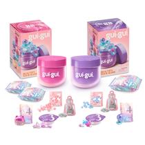 Pacote com 2 pacotes perfumados Slime Gui Gui, transparente e brilhante, com recipiente