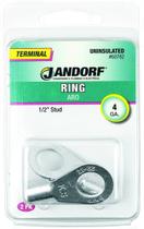 Pacote com 2 pinos Ring Terminal Jandorf 60782 4 GA não isolados de 1/2"
