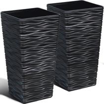 Pacote com 2 Planter Worth Garden, preto, 56 cm quadrados Pacote com 2 Planter Worth Garden, preto, 56 cm quadrados