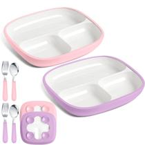 Pacote com 2 pratos divididos em porcelana para crianças da Teenyyou com 21 cm de profundidade