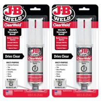 Pacote com 2 seringas transparentes Epoxy J-B Weld ClearWeld de 5 minutos Pacote com 2 seringas transparentes Epoxy J-B Weld ClearWeld de 5 minutos
