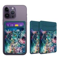 Pacote com 2 suportes adesivos para cartões telefônicos Yiyahu em couro PU