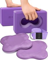 Pacote com 2 suportes de pulso Yoga Blocks Deep-Zen com joelheiras e alça