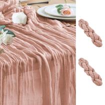 Pacote com 2 Table Runner Wokceer, 89x305cm, gaze rosa empoeirada