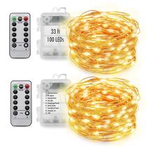 Pacote com 2 temporizadores String Lights MUMUXI, 10 m, 100 LED, branco quente Pacote com 2 temporizadores String Lights MUMUXI, 10 m, 100 LED, branco quente