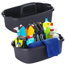 Pacote com 2 unidades de limpeza Cleaning Caddy Omirome Large Grey com alça de plástico Pacote com 2 unidades de limpeza Cleaning Caddy Omirome Large Grey com alça de plástico
