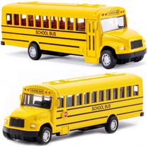 Pacote com 2 unidades de metal fundido sob pressão Toy School Bus Weilaga de 5,5 cm