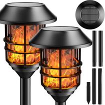 Pacote com 2 unidades de metal impermeável Solar Pathway Flame Lights ZOOHAR Pacote com 2 unidades de metal impermeável Solar Pathway Flame Lights ZOOHAR