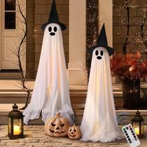 Pacote com 2 unidades Halloween Light-Up Ghosts Zesua com controle remoto de 1,8 a 3,9 pés