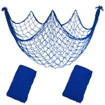 Pacote com 2 unidades: iHansee Fish Net, 203 x 102 cm, decoração de algodão azul marinho Pacote com 2 unidades: iHansee Fish Net, 203 x 102 cm, decoração de algodão azul marinho