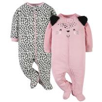Pacote com 2 unidades Sleep 'N Play Gerber Baby Girls, rosa leopardo